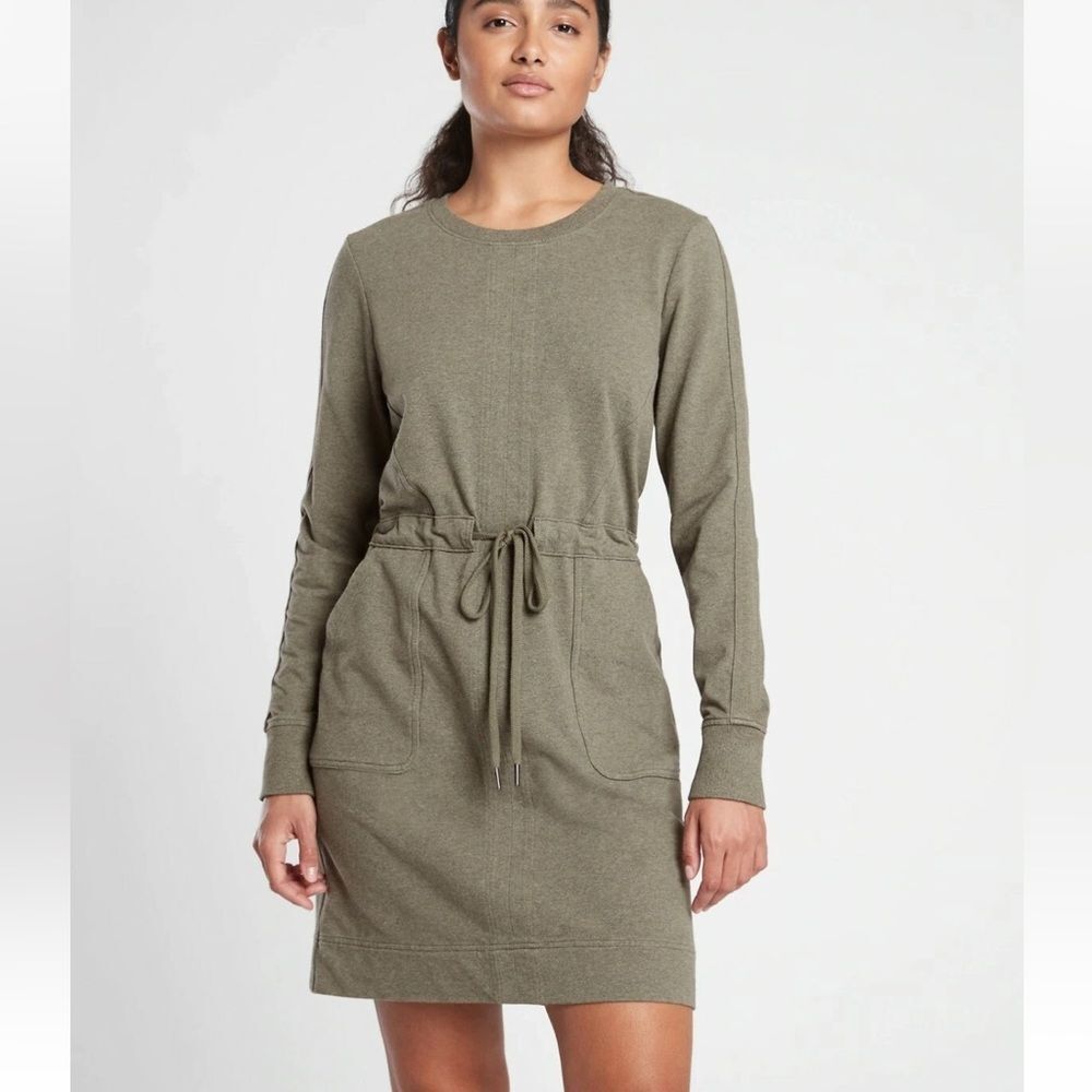 Athleta Farallon Heather Dress, Dark Olive Heather SIZE XS